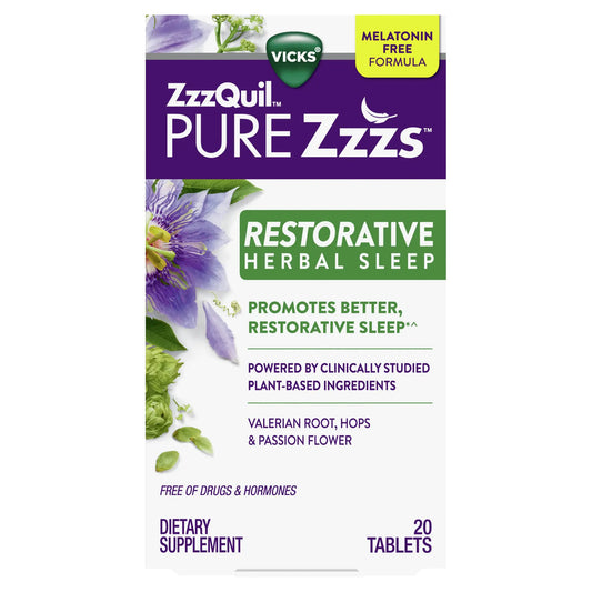 Vicks ZzzQuil Pure Zzzs Restorative Herbal Sleep Aid Tablets 20 Count